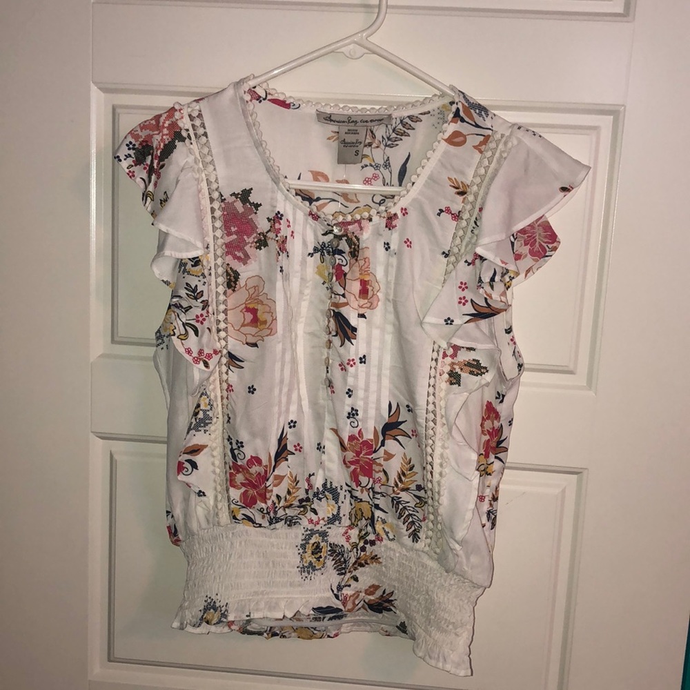 White floral blouse